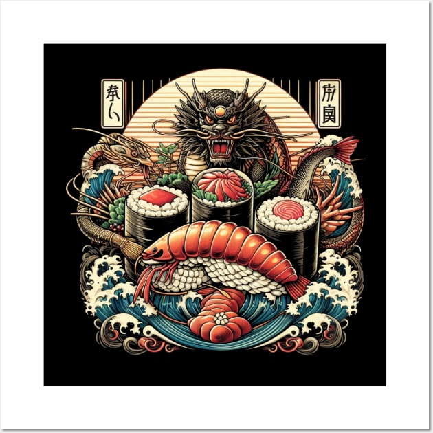 Sushi Dragon | Edo Era Inspired Japanese Sushi Wall Art by CP6Design